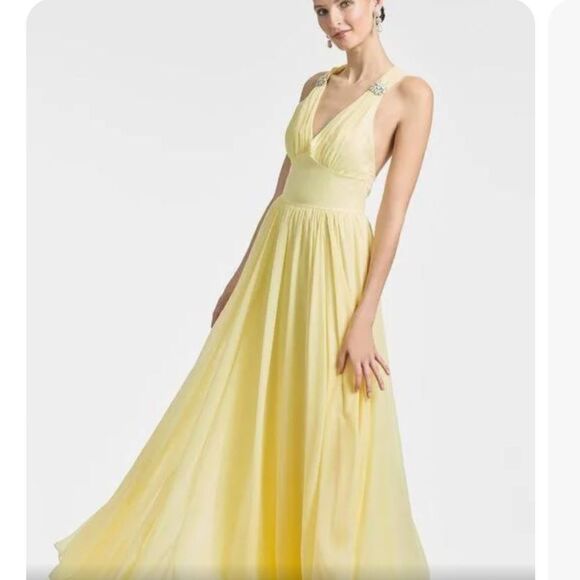 Sachin + Babi Yellow Chiffon Kenzia Lemon Drop Formal Maxi Dress | size 6 - Picture 1 of 13